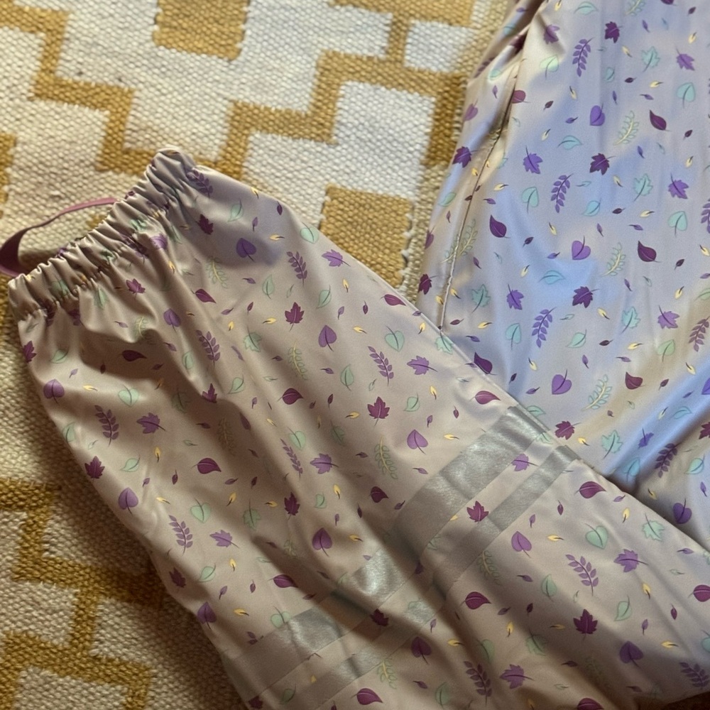Lupilu Kids Purple Leaf Print Overalls Snow Bib - Picture 2 of 5